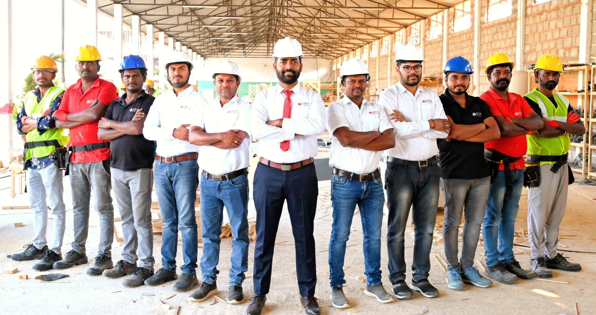 Nesca craftspeople and construction team, shown without cropping